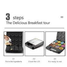 Cargar imagen en el visor de la galería, Maquina Para Mini Donas Raf R518 Postres Donuts Antiadherente 12pcs Color Negro