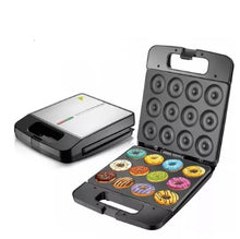 Cargar imagen en el visor de la galería, Maquina Para Mini Donas Raf R518 Postres Donuts Antiadherente 12pcs Color Negro