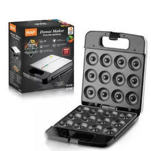 Cargar imagen en el visor de la galería, Maquina Para Mini Donas Raf R518 Postres Donuts Antiadherente 12pcs Color Negro