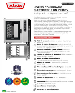 HORNO COMBINADO ELÉCTRICO 10GN 1/1 380V