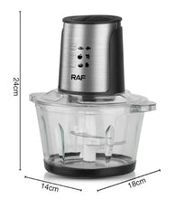 Cargar imagen en el visor de la galería, PICATODO PROCESADOR DE ALIMENTOS ELÉCTRICO 2L DE ACERO INOXIDABLE RAF-7018
